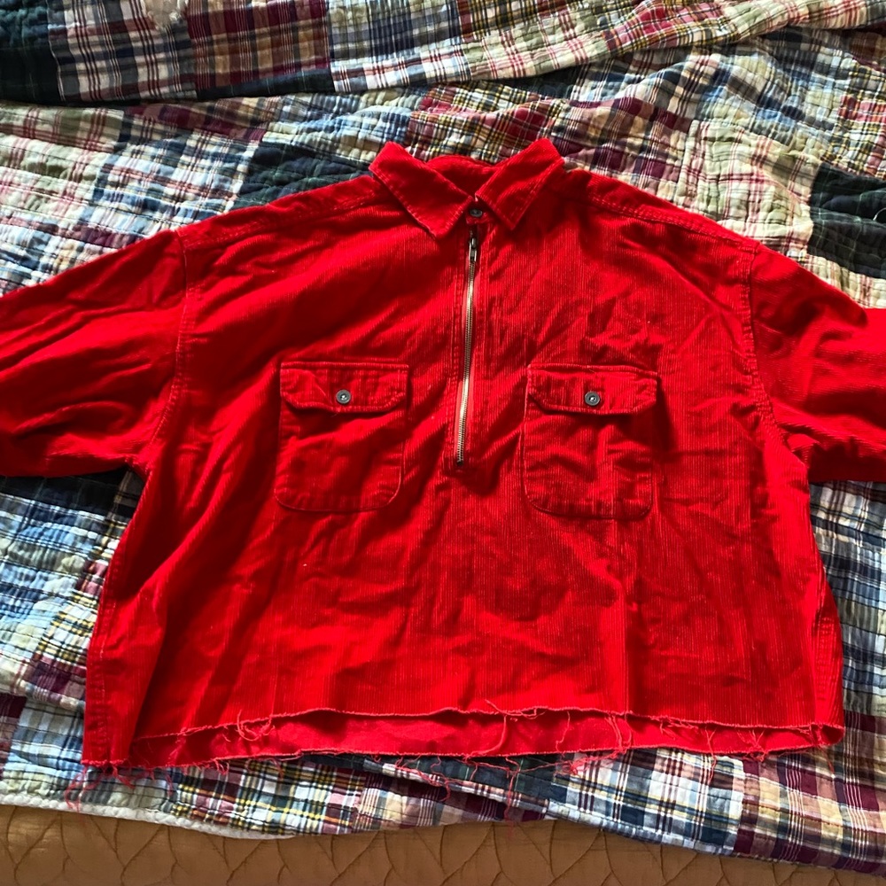 Marlboro cord quarter zip cropped jacket